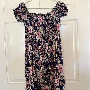 Xhilaration Navy Floral Smocked Dress